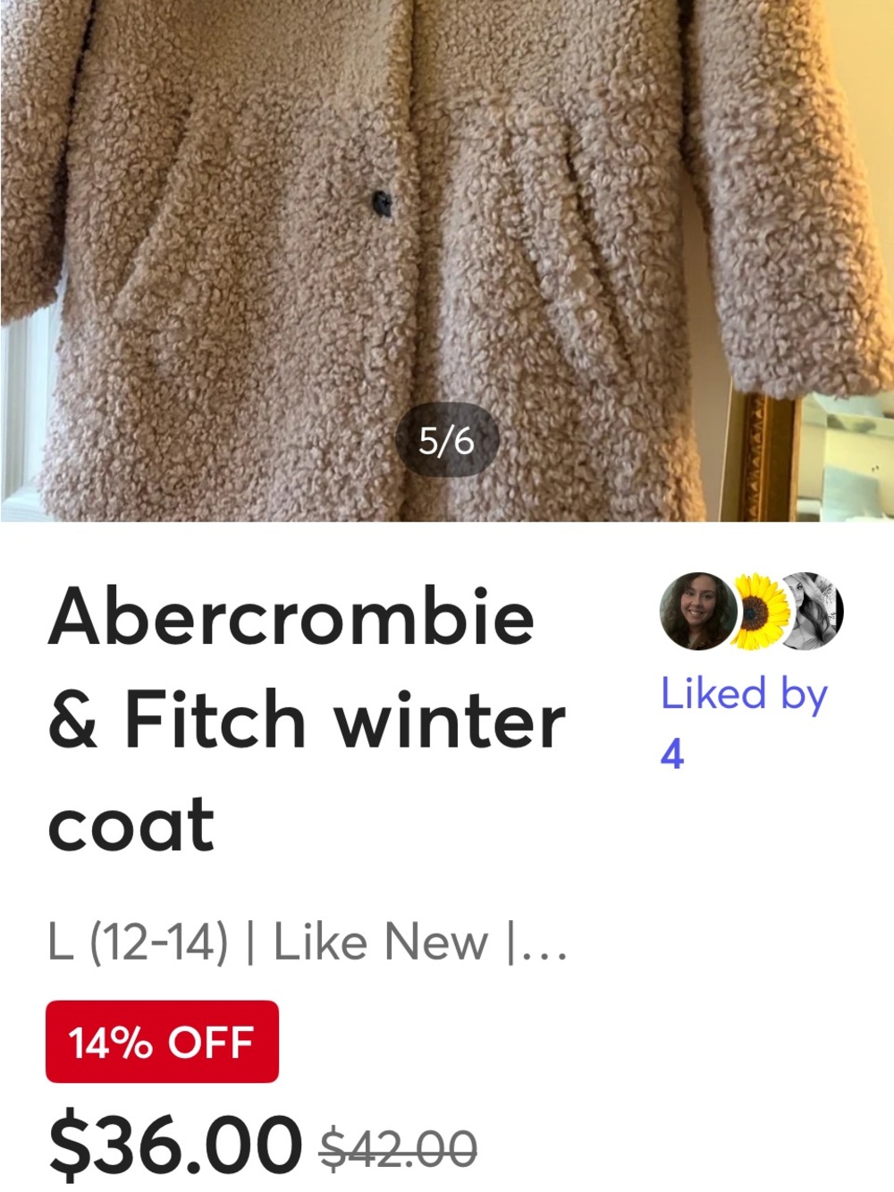 Abercrombie & Fitch Cream/Tan Teddy Sherpa Jacket